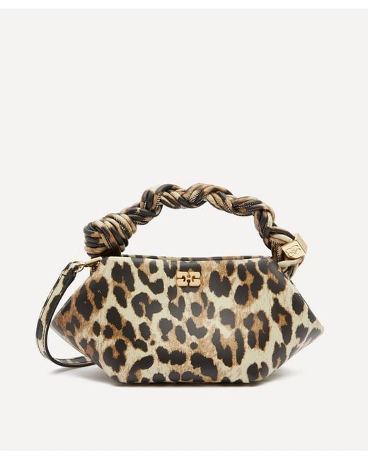 Ganni Metallic Leopard Mini Bou Top Handle Bag