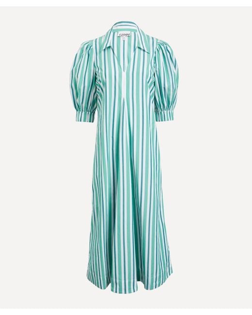Ganni Blue Women's Striped Long Dress 6