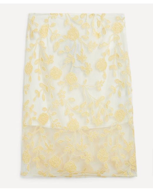 ROTATE BIRGER CHRISTENSEN Yellow Flower Beads Pencil Skirt