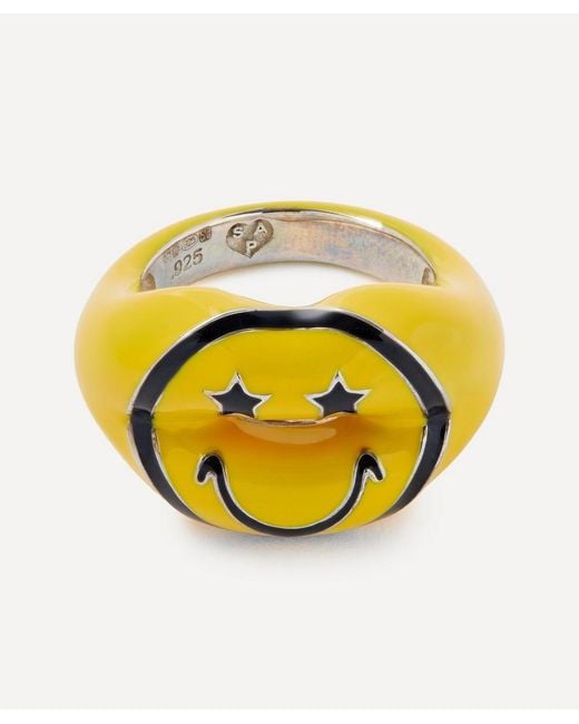 Solange Azagury-Partridge Yellow Sterling Happy Face Hotlips Ring