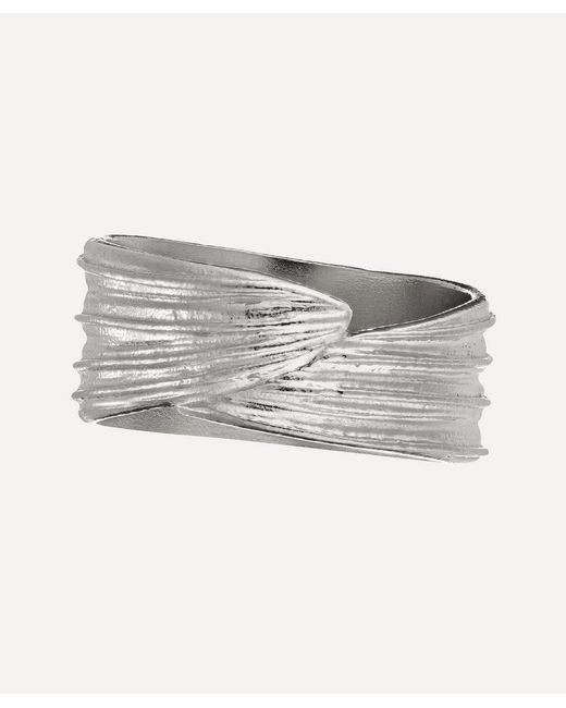 Alex Monroe Gray Sterling Wrapped Ribwort Plantain Leaf Ring