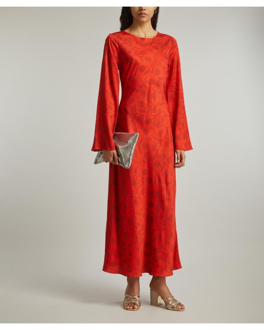 Kitri Women's Keira Red Tulip Print Maxi-dress 6