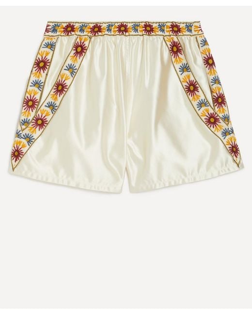 Bode Natural Candyfloss Embroidered Shorts for men