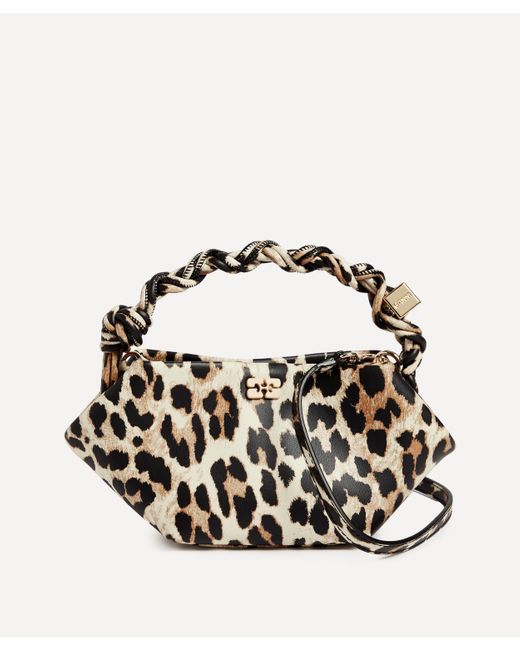Ganni White Women's Mini Bou Leopard Crossbody Bag One Size