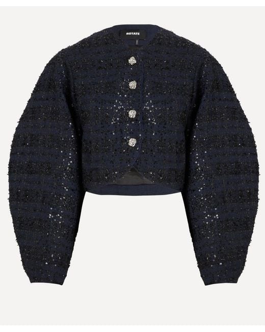 ROTATE BIRGER CHRISTENSEN Blue Boucle Short Jacket