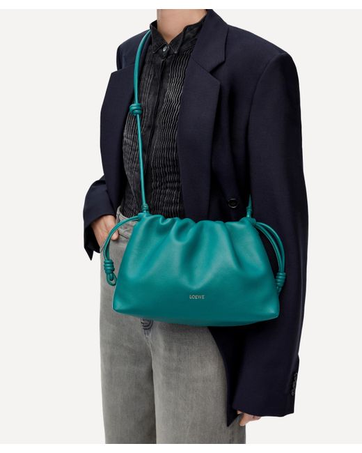 Loewe Green Women's Flamenco Leather Clutch Bag One Size