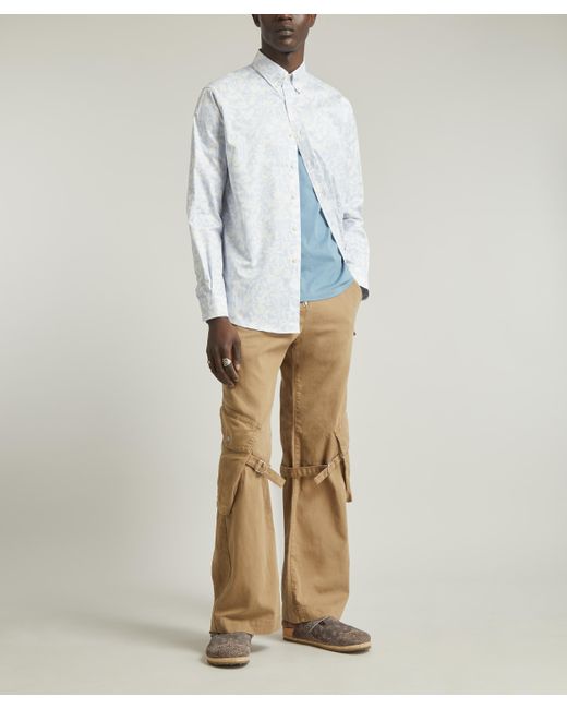 Liberty White Mens Alex Stowe Cotton Twill Shirt In Ophelia's Silhouette for men