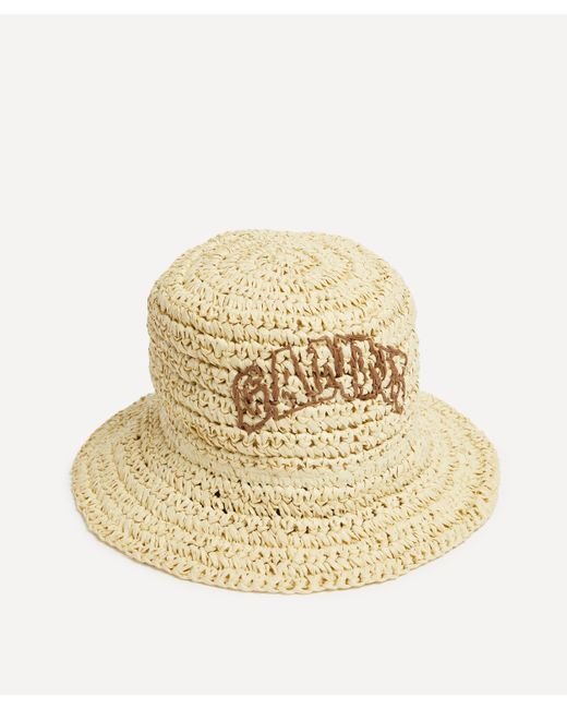 Ganni Natural Women's Beige Summer Straw Hat One Size