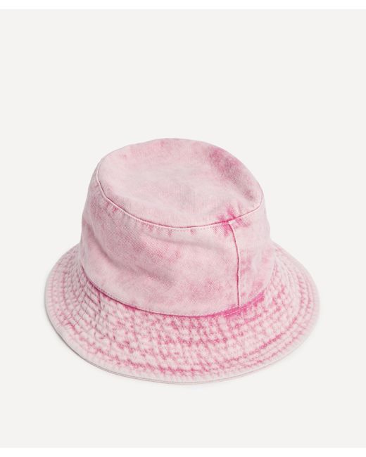 Isabel Marant Pink Women's Giorgia Embroidered Logo Denim Bucket Hat 57