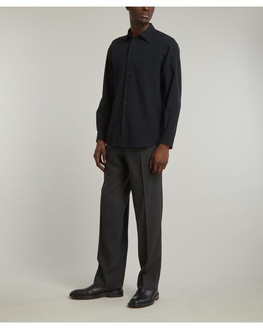 Auralee Black Mens Hard Twist Cotton Silk Viyella Shirt 16 for men