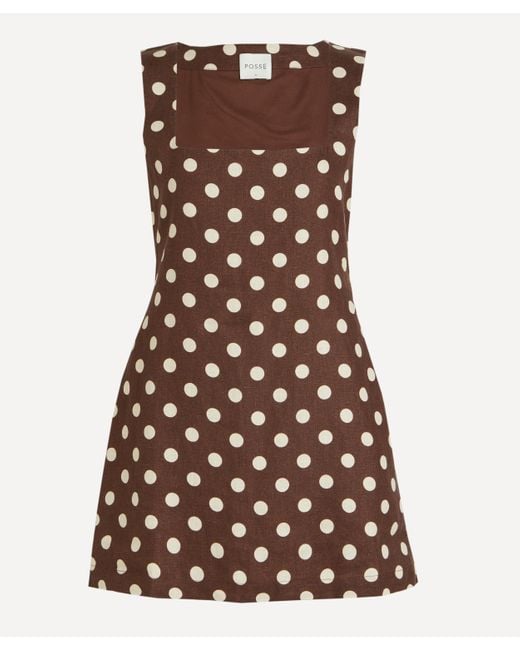 Posse Brown Women's Alice Polka Dot Mini Dress Xs