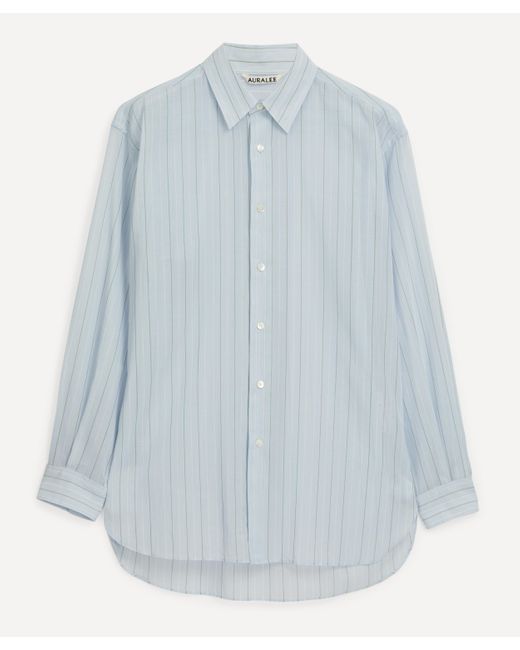Auralee Blue Mens Hard Twist Finx Organdy Stripe Shirt 17 for men