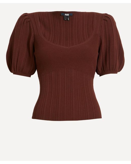 PAIGE Brown Maie Pleated Top