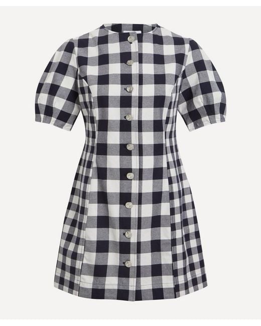 ALIGNE Blue Aurelia Waisted Check Mini Dress