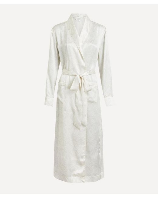 Liberty White Nouveau Ianthe Silk-Satin Classic Robe