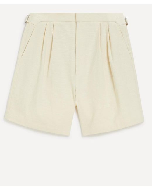LE17SEPTEMBRE Natural Cotton-Linen Pleated Shorts for men