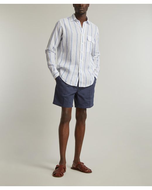 Drake's Blue Mens Cotton Twill Single-pleat Shorts 32 for men