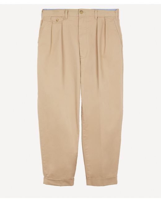 Pleated Chino Trousers in Navy 