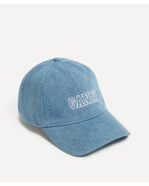 Ganni Blue Women's Logo Denim Cap One Size