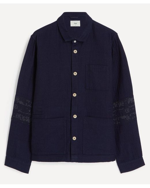 Folk Blue Texture Assembly Jacket for men