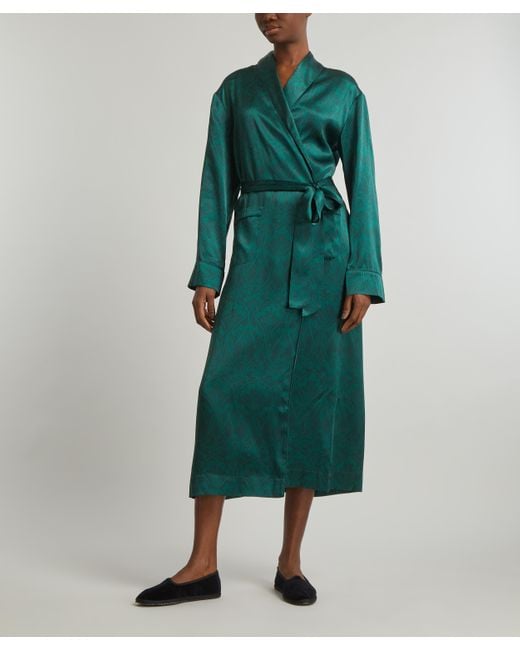 Liberty Green Women's Nouveau Ianthe Silk Satin Long Robe