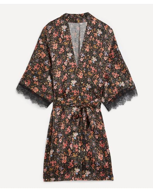 Liberty Brown Women's Delilah Silk Satin Lace Kimono Xl