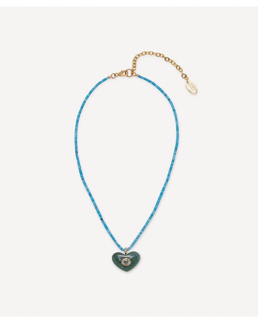 Lizzie Fortunato Blue 14ct Gold Martina Heart Pendant Necklace One