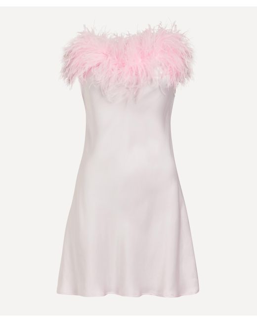 Sleeper Pink Women's Feathered Boheme Mini Slip Dress Xs