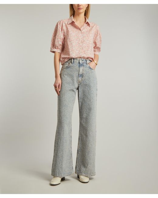 Liberty Pink Women's Phoebe Tana Lawn Cotton Puff-sleeve Shirt Xs