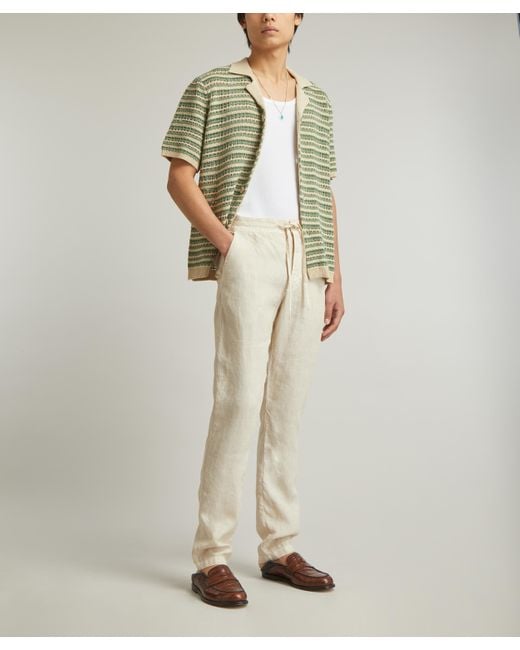 120% Lino Natural Mens Linen Drawstring Trousers 40/50 for men