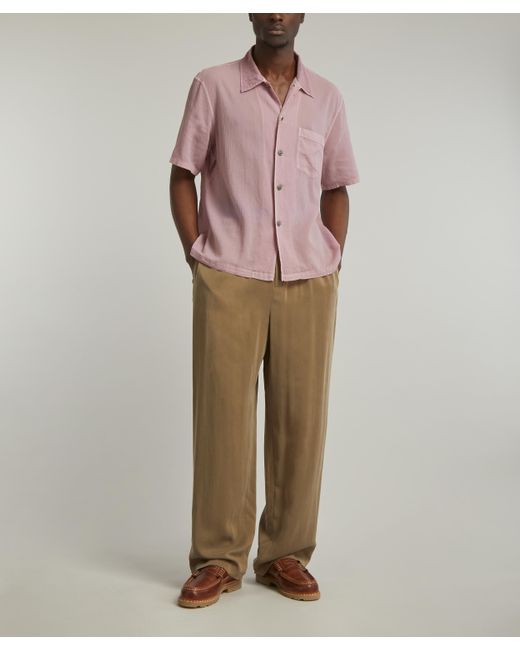 Our Legacy Pink Mens Box Shirt In Dusty Lilac Coated Voile 36/46 for men