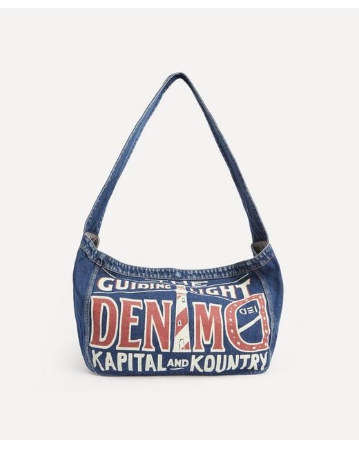 Kapital White Denim Newspaper Tote Bag for men