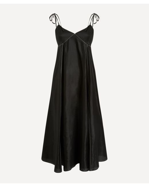 LOVEBIRDS Black Women's Silk Bustier Strap Dress