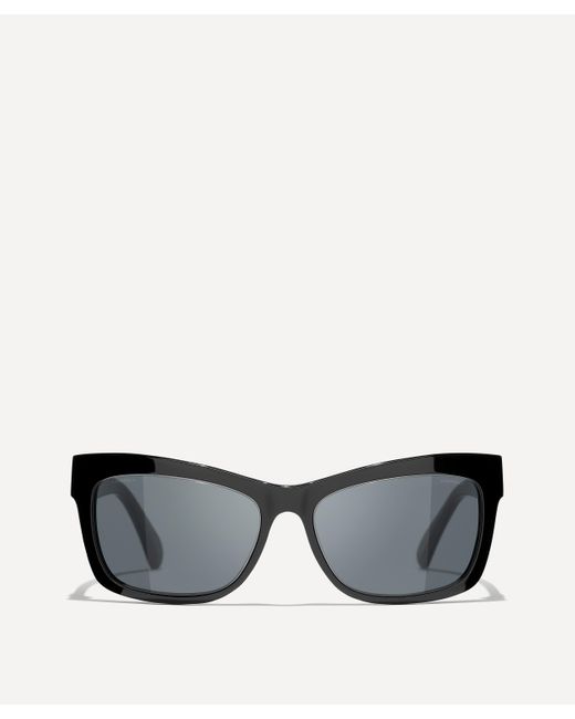 Chanel Black Women's Rectangular Sunglasses One Size