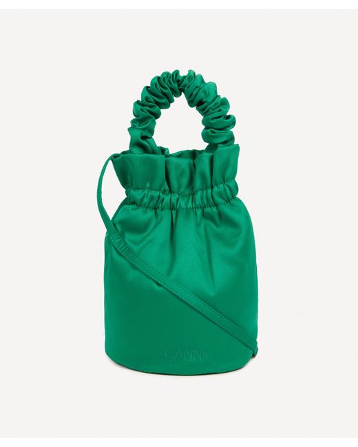 Ganni Green Women's Satin Pouch Mini-bag