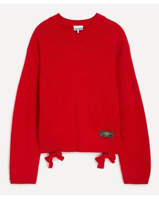 Ganni Red Future Wool Mix Oversized Jumper