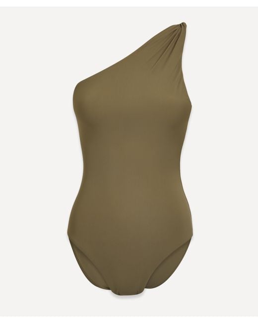 Totême  Green Women's Twist-strap One-shoulder Swimsuit Xs