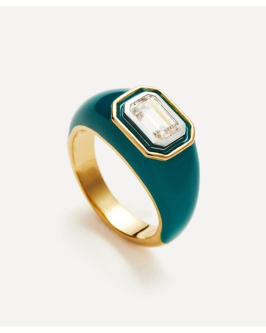 Missoma Blue 18Ct-Plated Vermeil Enamel And Stone Dome Statement Ring