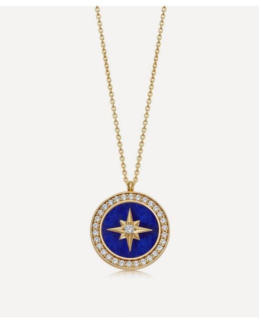 Astley Clarke Blue 18Ct Plated Vermeil Polaris Lapis Locket Necklace