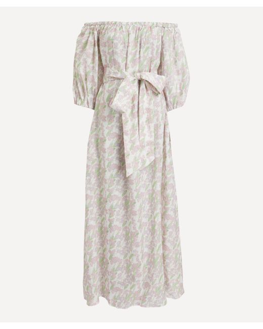 BERNADETTE White Women's Zaza Forget-me-not Linen Dress 6