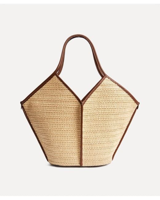Hereu Natural Castell Leather And Raffia Tote Bag
