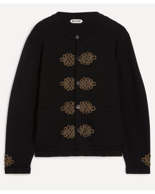 Bode Black Looped Frog Cardigan for men