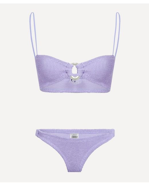 Hunza G Purple Misty Bikini With Pearly Hoops
