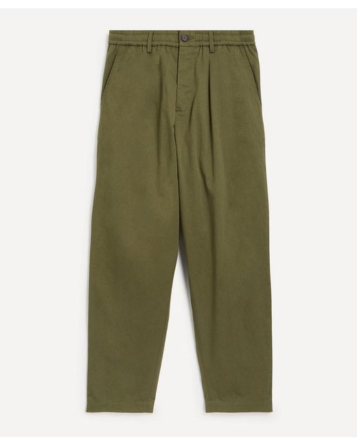 Universal Works Green Pleated Track Trousers for men