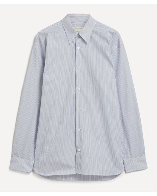 Dries Van Noten Blue Mens Striped Cotton Shirt Xl for men