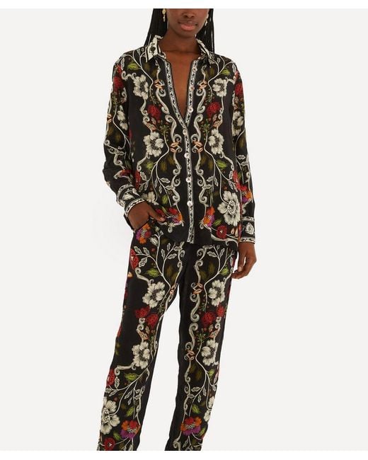 Farm Rio Black Rococo Flowers Trousers