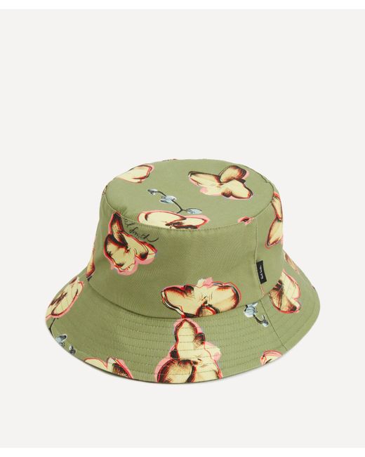 Paul Smith Green Mens Khaki Orchid Print Cotton Bucket Hat L for men