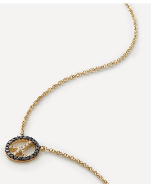 Roxanne First Natural 14Ct Mini Diamond Peace-Out Pendant Necklace