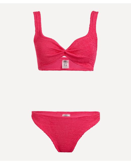 Hunza G Red Women's Juno Crinkle Bikini One Size