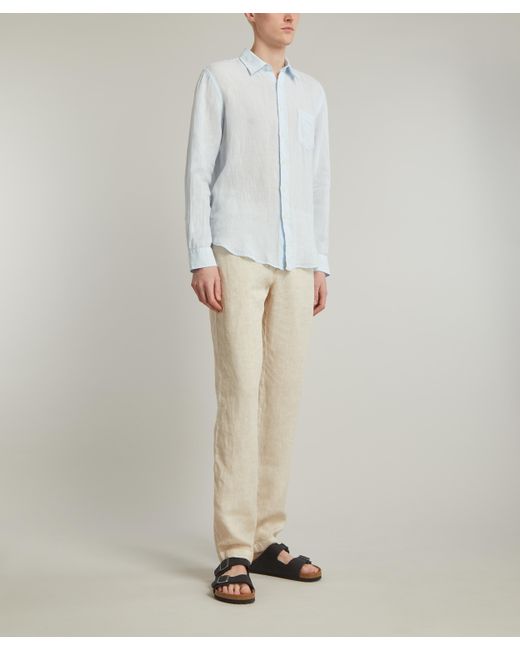 120% Lino Blue Mens Regular Fit Linen Shirt for men